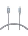 Kabel Przewód USB typ C - Micro USB B 0.9m Szary Nylon Podwójnie Pleciony - 1