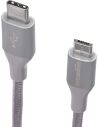 Kabel Przewód USB typ C - Micro USB B 0.9m Szary Nylon Podwójnie Pleciony - 2