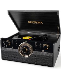 Gramofon 6w1 ROCKOLLA Vanguard 3 Prędkości Radio FM CD MP3 SD AUX RETRO - 1