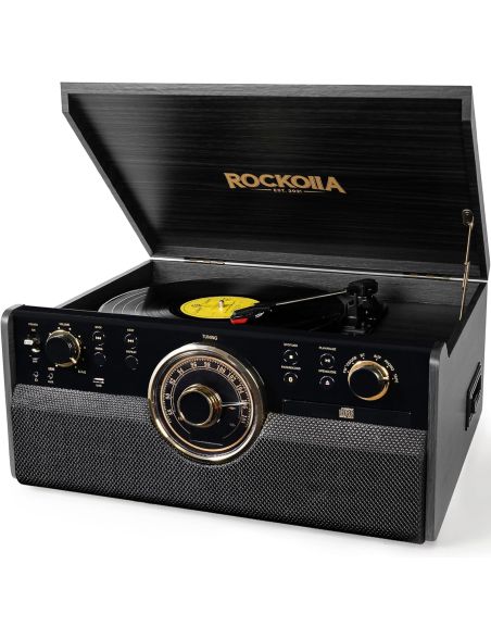 Gramofon 6w1 ROCKOLLA Vanguard 3 Prędkości Radio FM CD MP3 SD AUX RETRO - 1