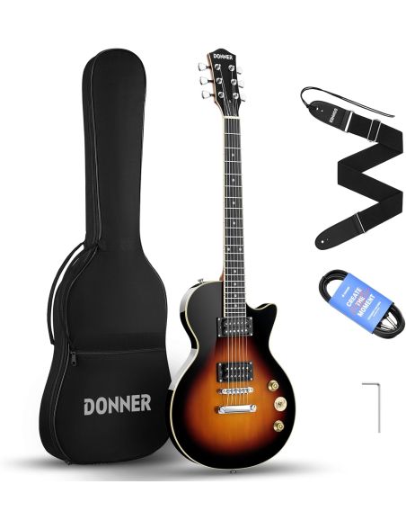 Gitara Elektryczna Donner DL-124S Sunburst H-H 6 Strun 6.35mm Jack Futerał - 1